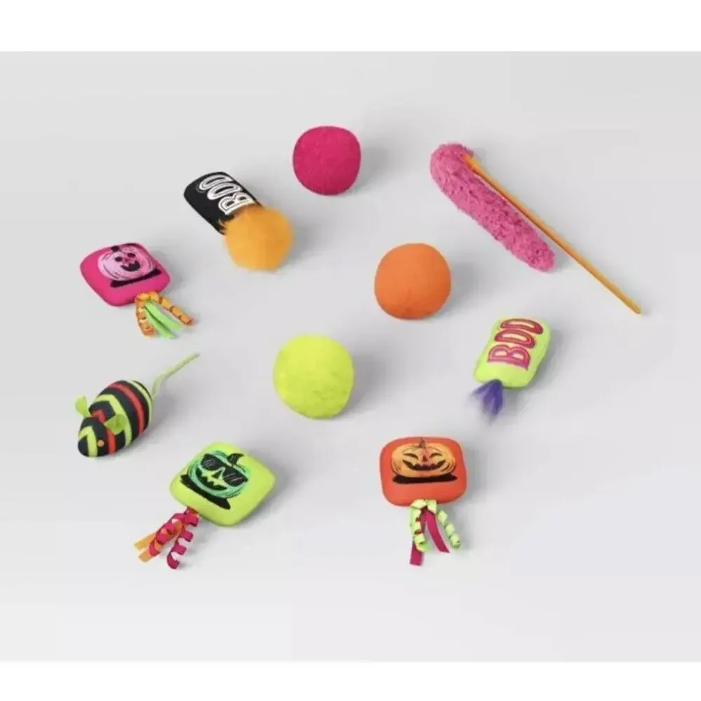 Hyde and Eek - Halloween Cauldron Bundle Plush Cat Toy Set - 10pc - NEW